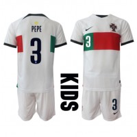 Portugal Pepe #3 Bortedraktsett Barn VM 2022 Kortermet (+ Korte bukser)